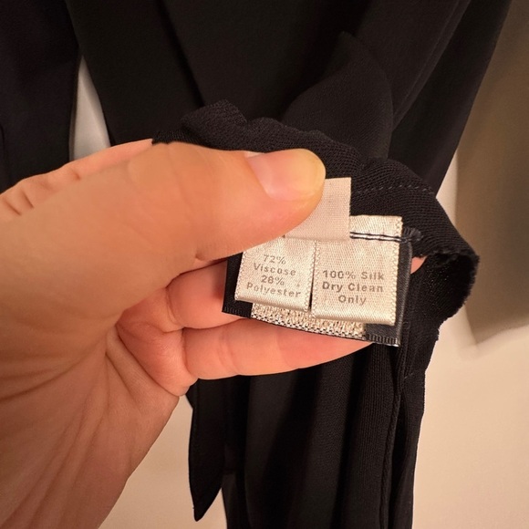 Peter Cohen Black Silk Blend Collared Dress | Minimalist Long Sleeve Dress | Med - Picture 7 of 11